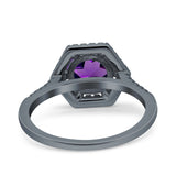 Vintage Style Round Natural Stone Hexagonal Ring