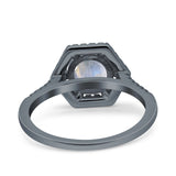 Vintage Style Round Natural Stone Hexagonal Ring