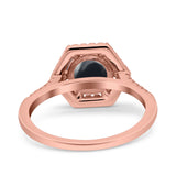 Vintage Style Round Natural Stone Hexagonal Ring