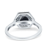 Vintage Style Round Natural Stone Hexagonal Ring