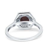 Vintage Style Round Natural Stone Hexagonal Ring