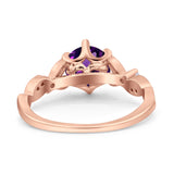 Round Natural Stone Leaf Vintage Style Ring