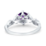 Round Natural Stone Leaf Vintage Style Ring