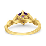 Round Natural Stone Leaf Vintage Style Ring