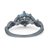 Round Natural Stone Leaf Vintage Style Ring