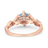 Round Natural Stone Leaf Vintage Style Ring