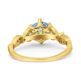 Round Natural Stone Leaf Vintage Style Ring