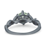 Round Natural Stone Leaf Vintage Style Ring