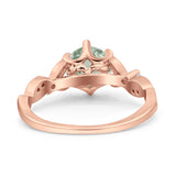 Round Natural Stone Leaf Vintage Style Ring