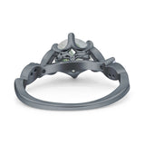 Round Natural Stone Leaf Vintage Style Ring