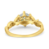 Round Natural Stone Leaf Vintage Style Ring