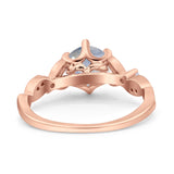 Round Natural Stone Leaf Vintage Style Ring