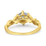 Round Natural Stone Leaf Vintage Style Ring