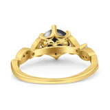 Round Natural Stone Leaf Vintage Style Ring