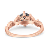 Round Natural Stone Leaf Vintage Style Ring