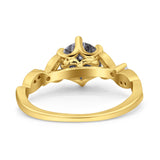 Round Natural Stone Leaf Vintage Style Ring