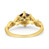 Round Natural Stone Leaf Vintage Style Ring