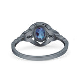 Floral Oval Natural Stone Wedding Ring