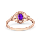 Floral Oval Natural Stone Wedding Ring