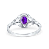 Floral Oval Natural Stone Wedding Ring