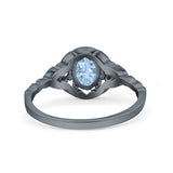 Floral Oval Natural Stone Wedding Ring