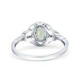 Floral Oval Natural Stone Wedding Ring