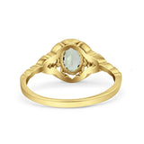 Floral Oval Natural Stone Wedding Ring