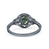 Floral Oval Natural Stone Wedding Ring
