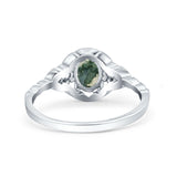 Floral Oval Natural Stone Wedding Ring