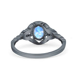 Floral Oval Natural Stone Wedding Ring