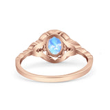 Floral Oval Natural Stone Wedding Ring
