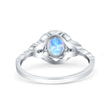 Floral Oval Natural Stone Wedding Ring