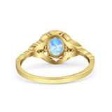 Floral Oval Natural Stone Wedding Ring