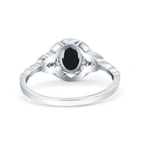 Floral Oval Natural Stone Wedding Ring