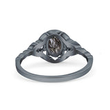 Floral Oval Natural Stone Wedding Ring