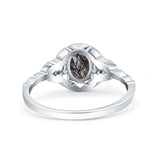 Floral Oval Natural Stone Wedding Ring