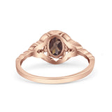 Floral Oval Natural Stone Wedding Ring