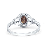 Floral Oval Natural Stone Wedding Ring