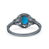 Floral Oval Natural Stone Wedding Ring