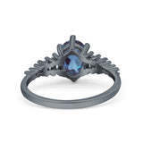 Oval Natural Stone Tapered Baguette Ring