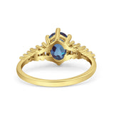 Oval Natural Stone Tapered Baguette Ring