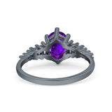 Oval Natural Stone Tapered Baguette Ring