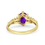 Oval Natural Stone Tapered Baguette Ring