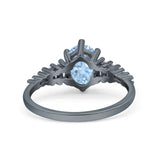 Oval Natural Stone Tapered Baguette Ring