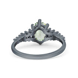 Oval Natural Stone Tapered Baguette Ring