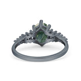 Oval Natural Stone Tapered Baguette Ring