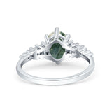 Oval Natural Stone Tapered Baguette Ring