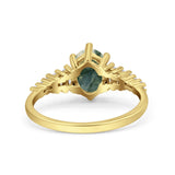 Oval Natural Stone Tapered Baguette Ring