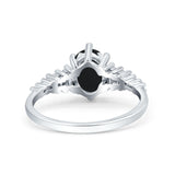 Oval Natural Stone Tapered Baguette Ring