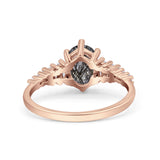 Oval Natural Stone Tapered Baguette Ring